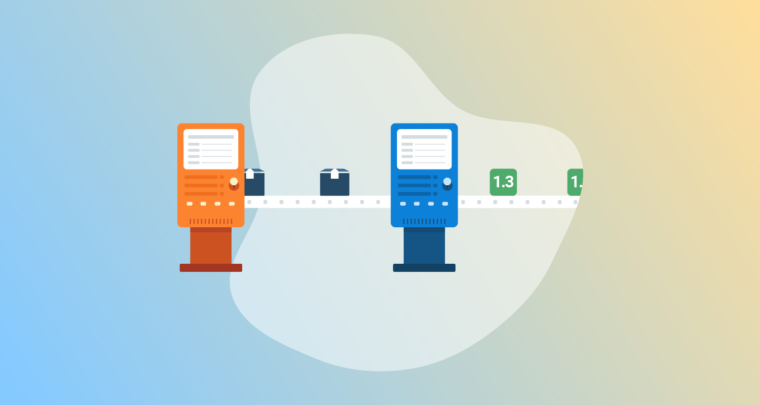 Software versions moving through a deployment pipeline