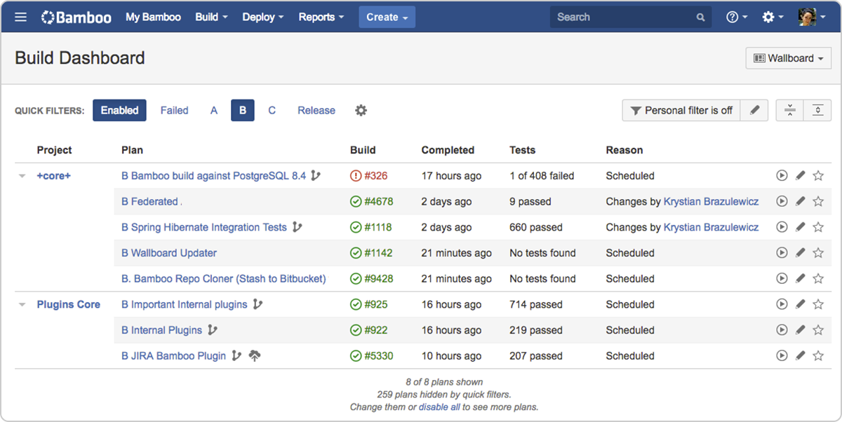 Atlassian Bamboo screenshot