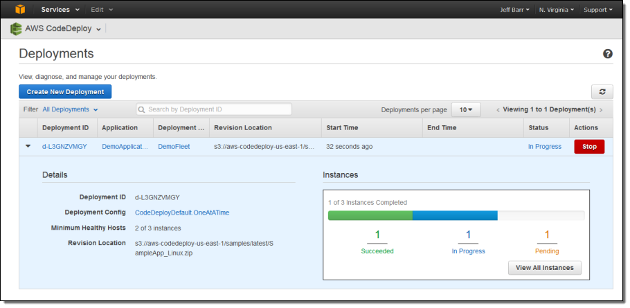 AWS CodeDeploy screenshot