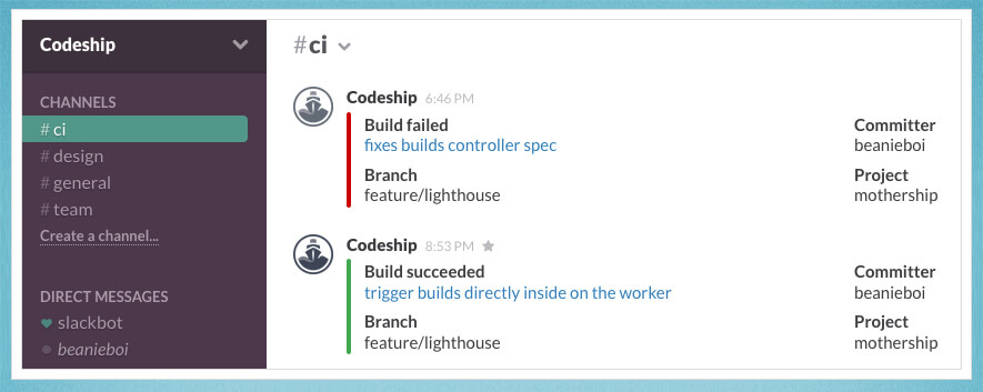 Codeship screenshot