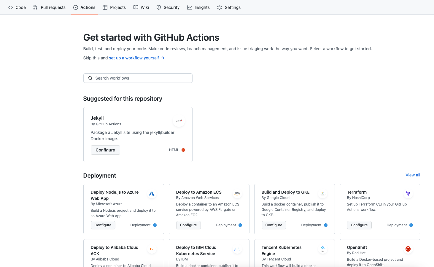 GitHub Actions screenshot