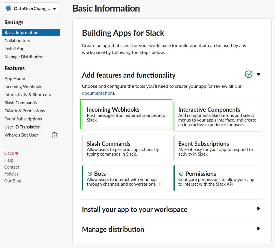 Select Incoming Webhooks