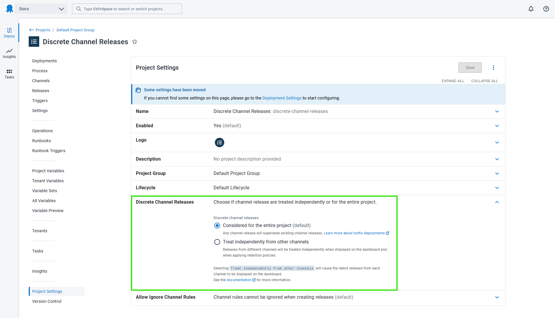 Discrete Channel Release