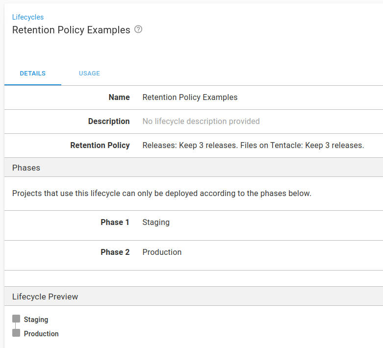 Release retention task example lifecycle