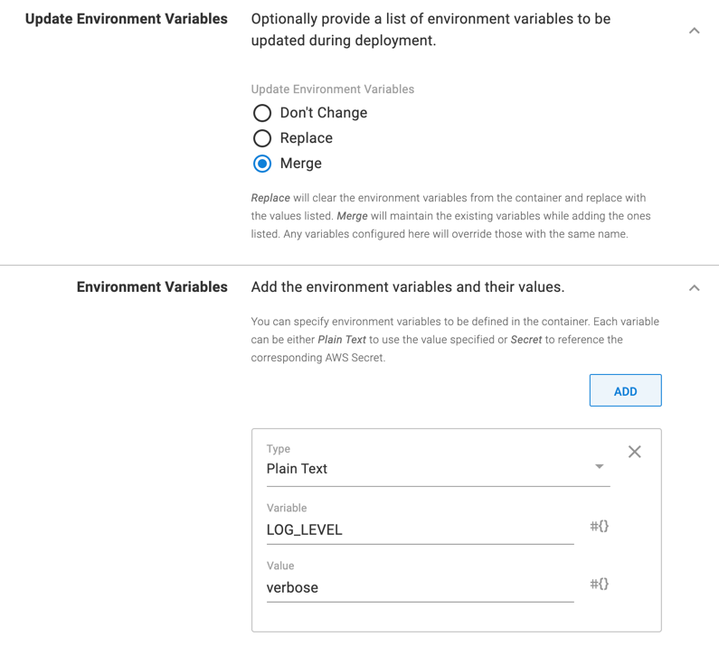 Update ECS Step Container Definition Environment Variables