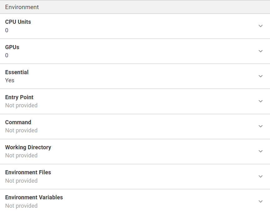 ECS Step Container Definition Environment