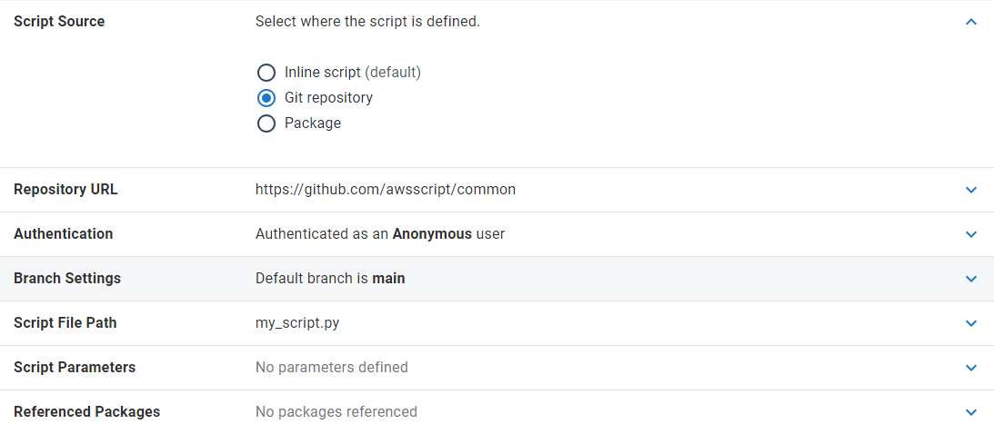 AWS script git repository