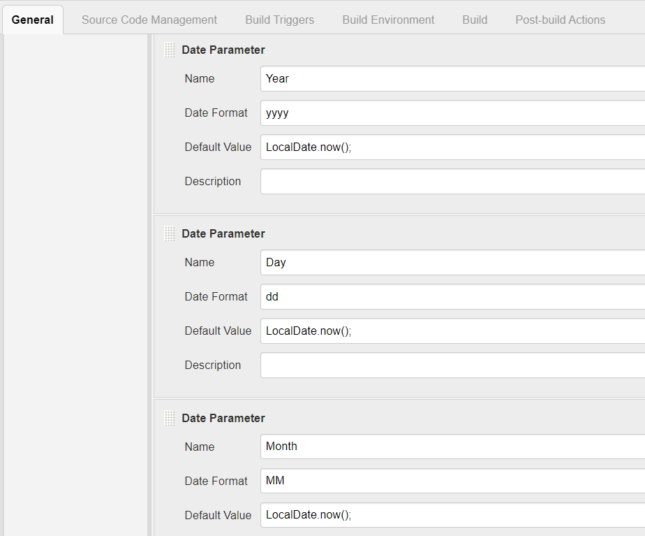 An image showing the Jenkins' date parameters