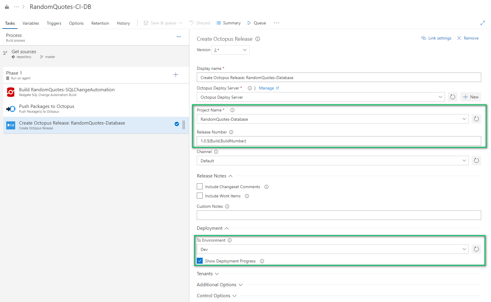 The release step in Azure DevOps