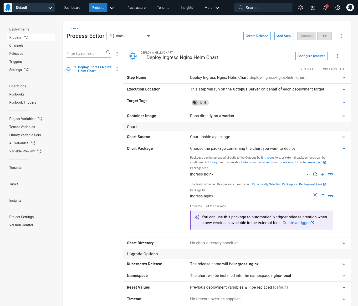 Helm chart deployment process