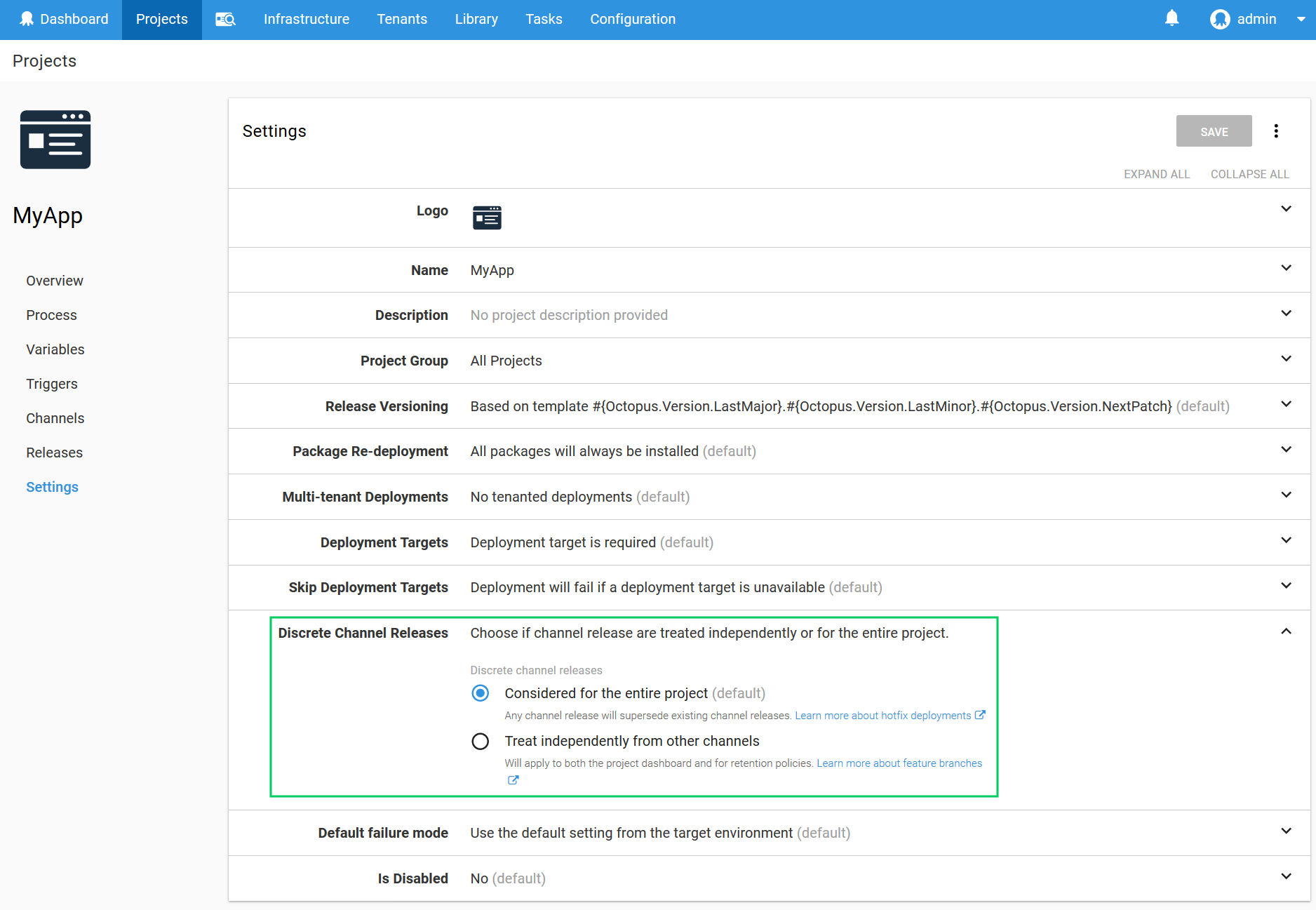 Discrete channel release