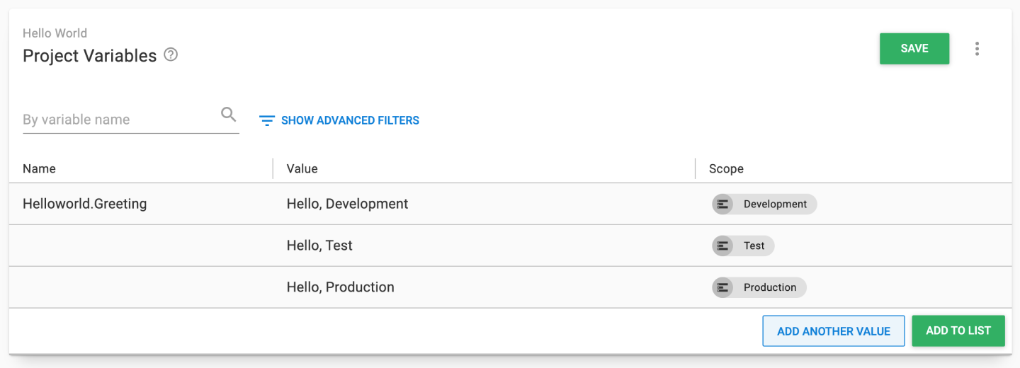 The hello world variables