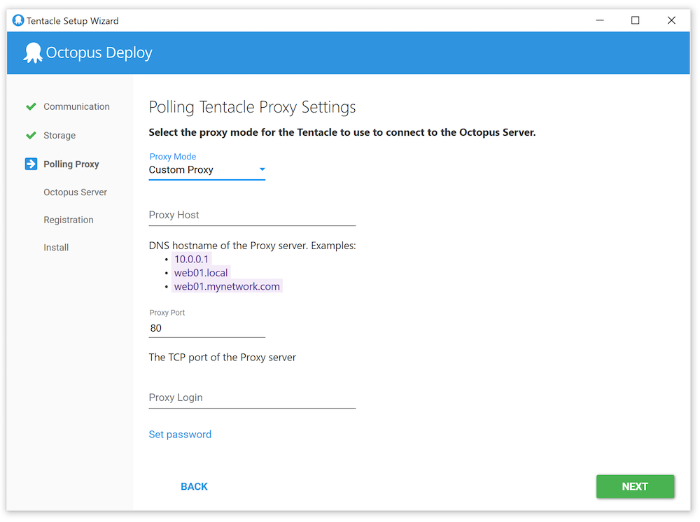 Polling Tentacle proxy settings