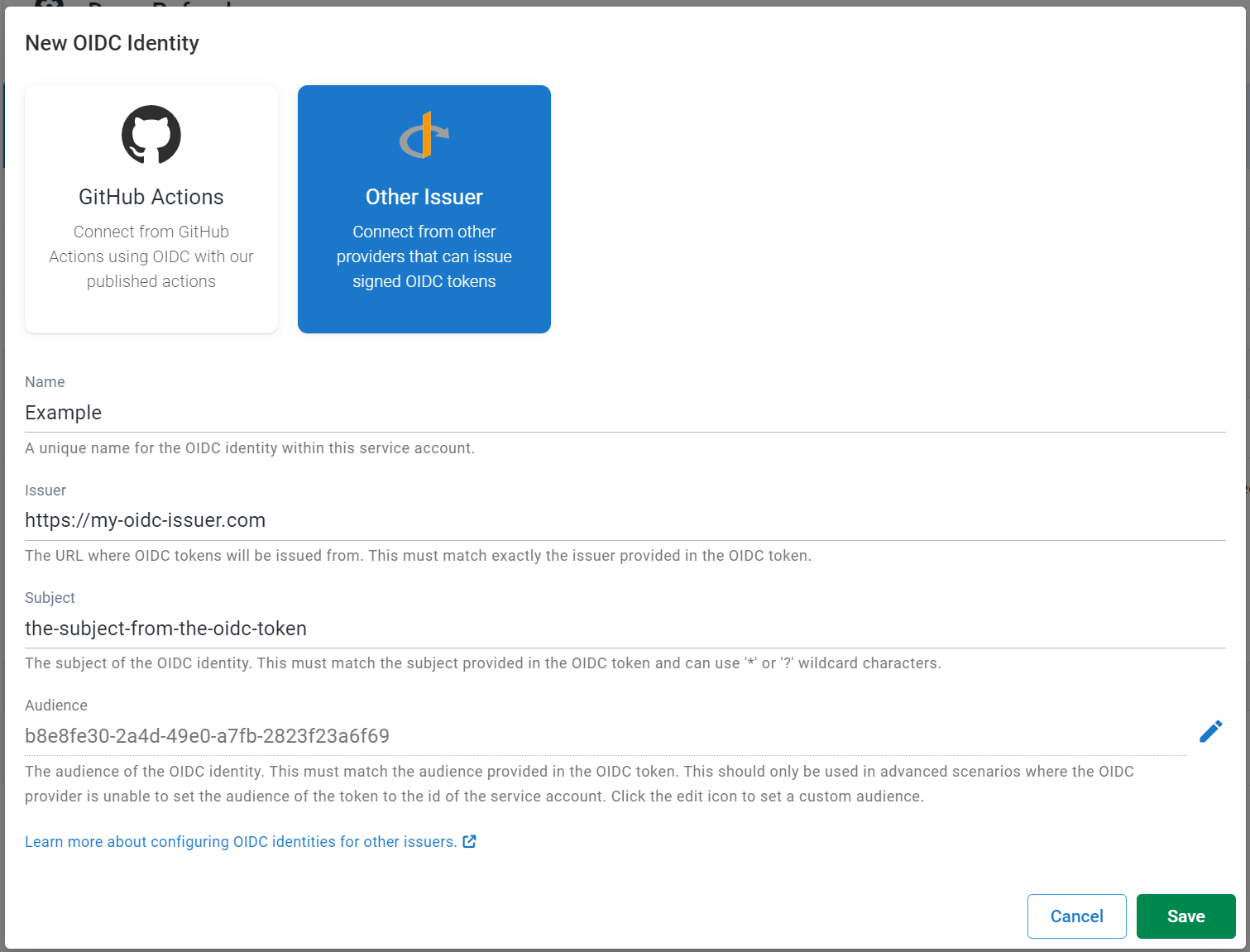 OIDC Identity for other issuer