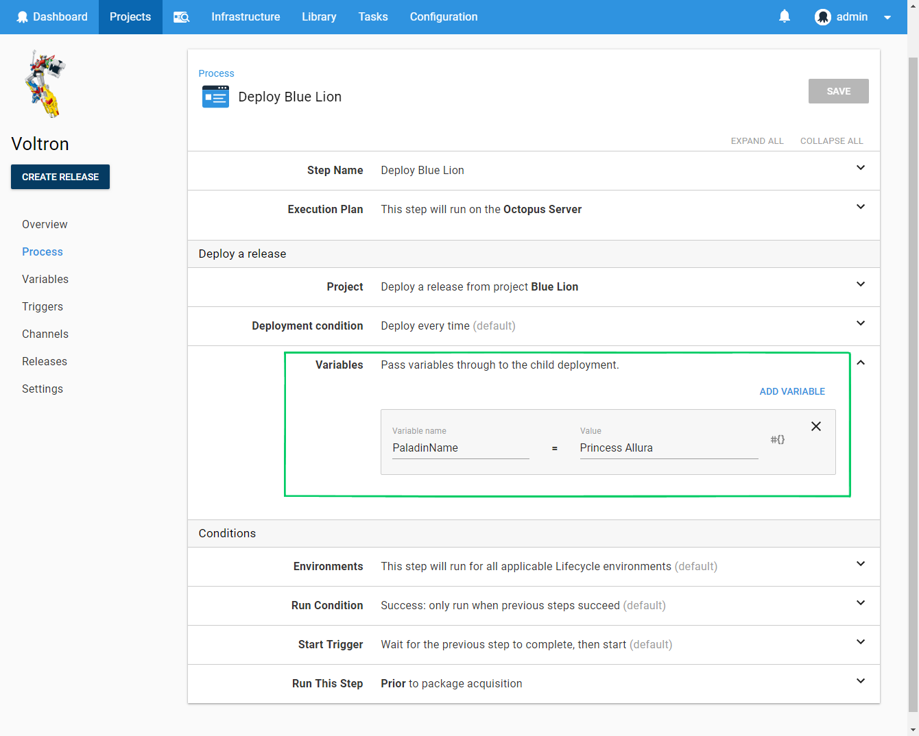 Deploy release variables