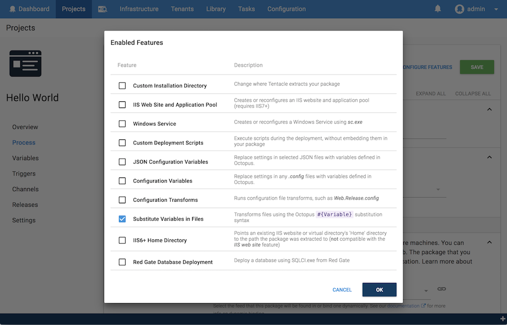 Substitute Variables in Templates feature