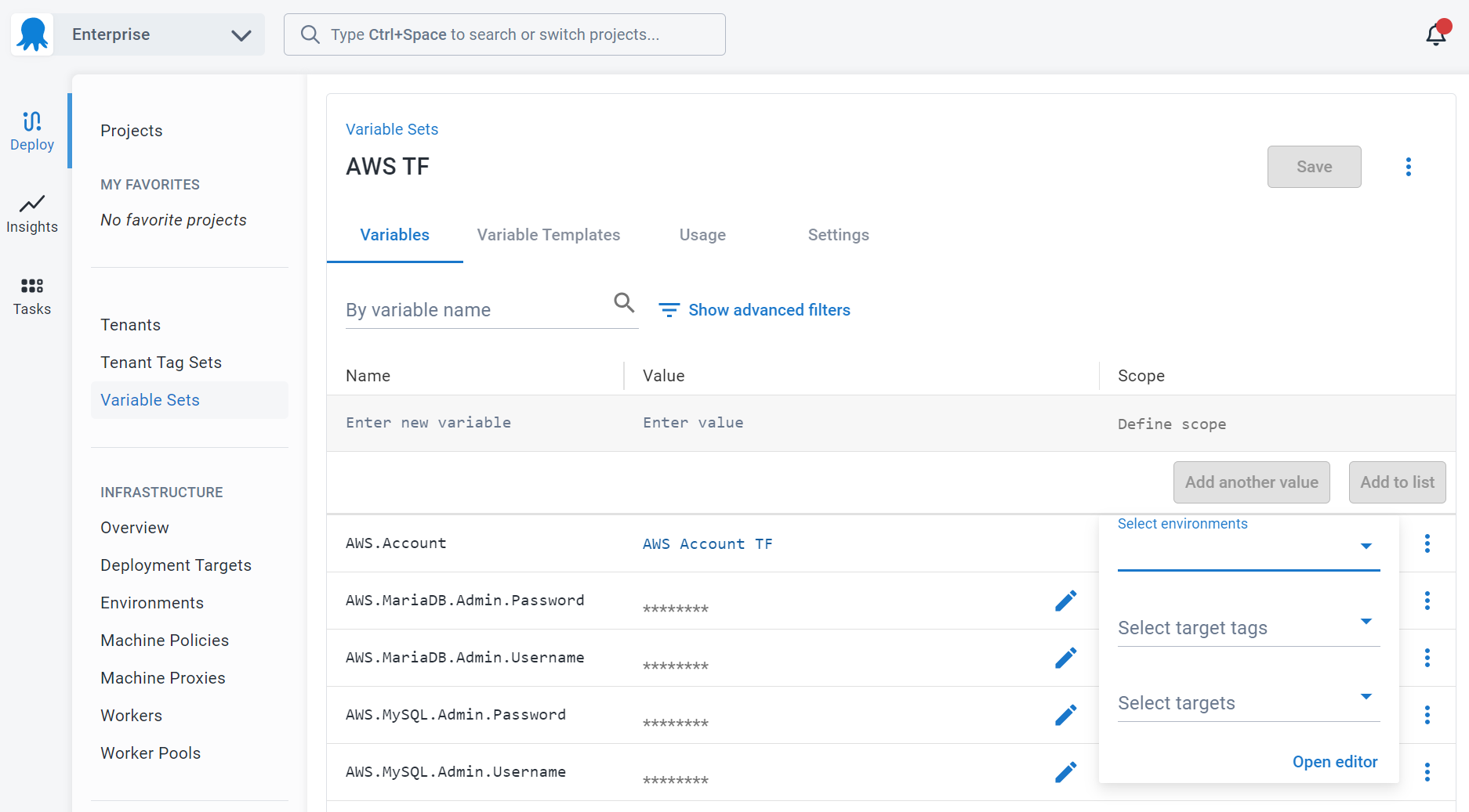 Variable Sets in Octopus Deploy