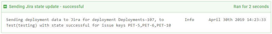 Deployment task log