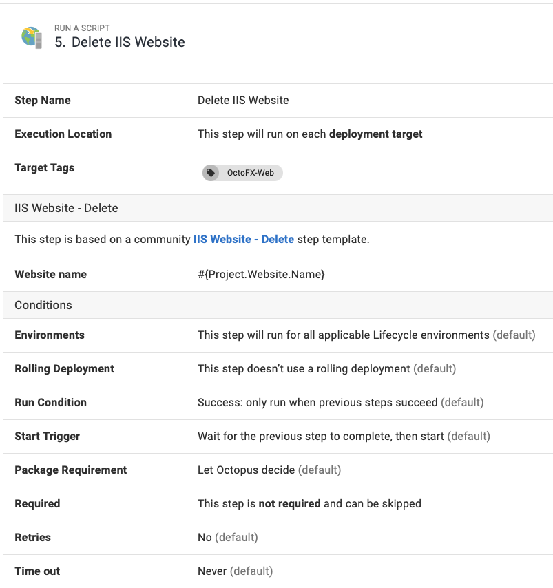 Runbook IIS maintenance Delete Website