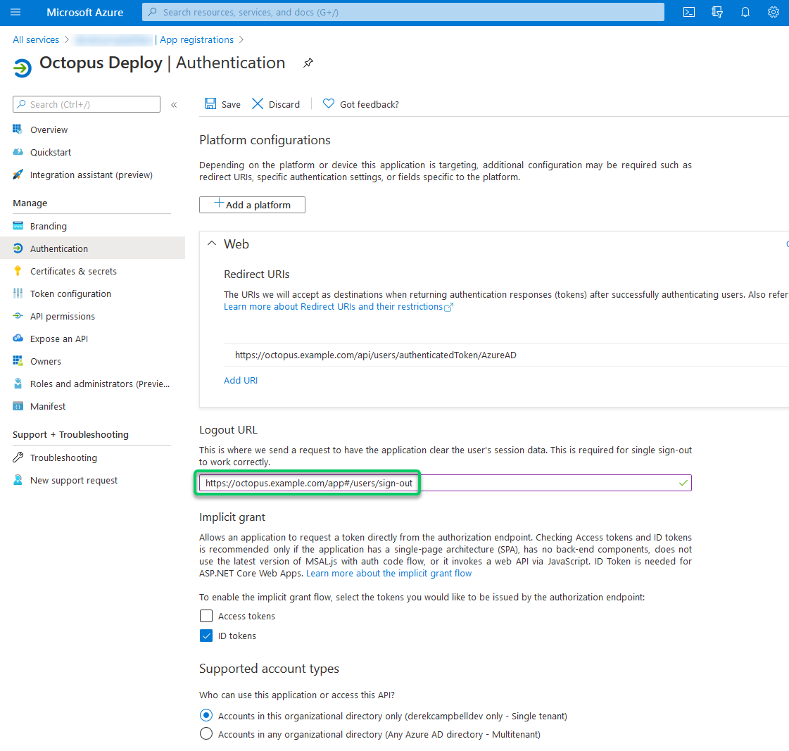 Configure Logout URL