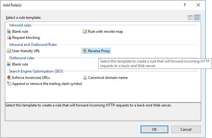 Adding a Reverse Proxy Rule in URL Rewrite